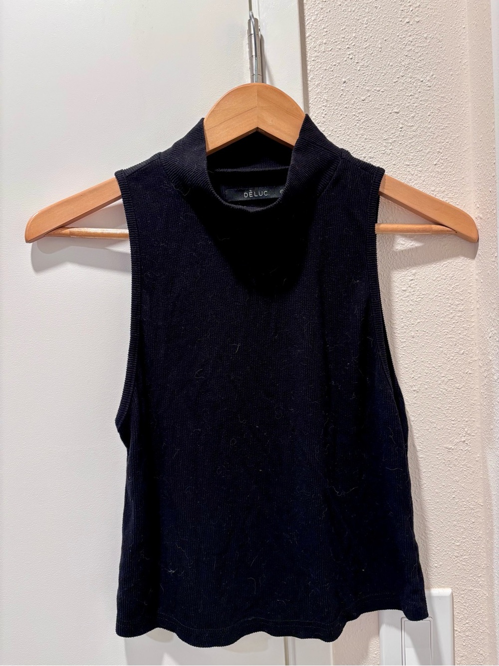Deluc Black Sleeveless Mock Neck Knit Top